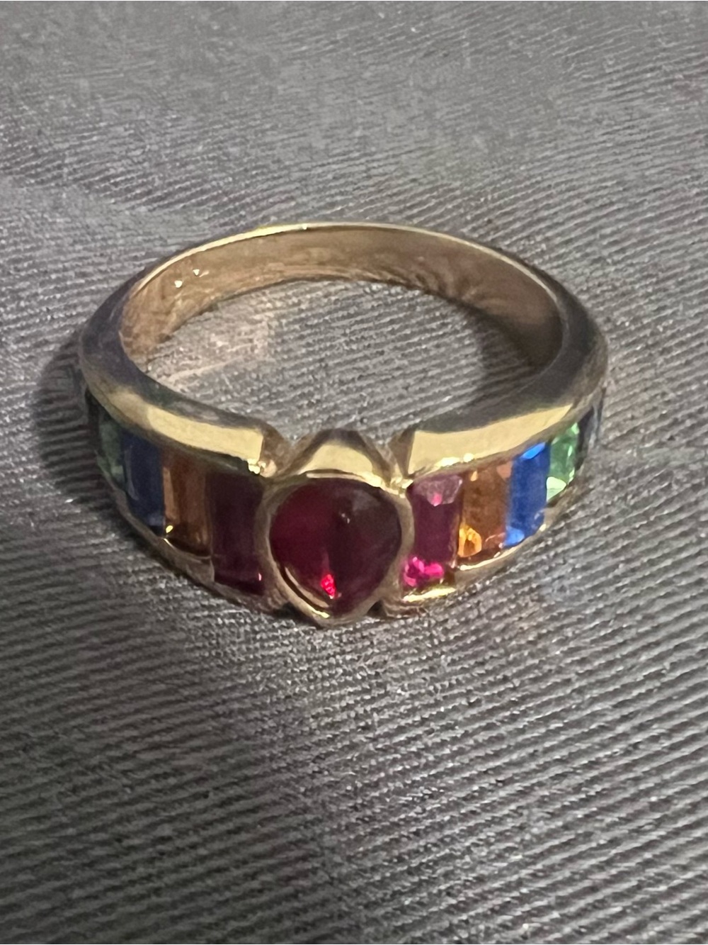 Estate  ring Ruby/ multi colored gems  sz 9